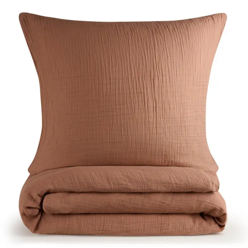 Bettw&auml;sche Musselin, 100% Baumwolle, 135/200 cm & 80/80 cm, Kupferfarben
