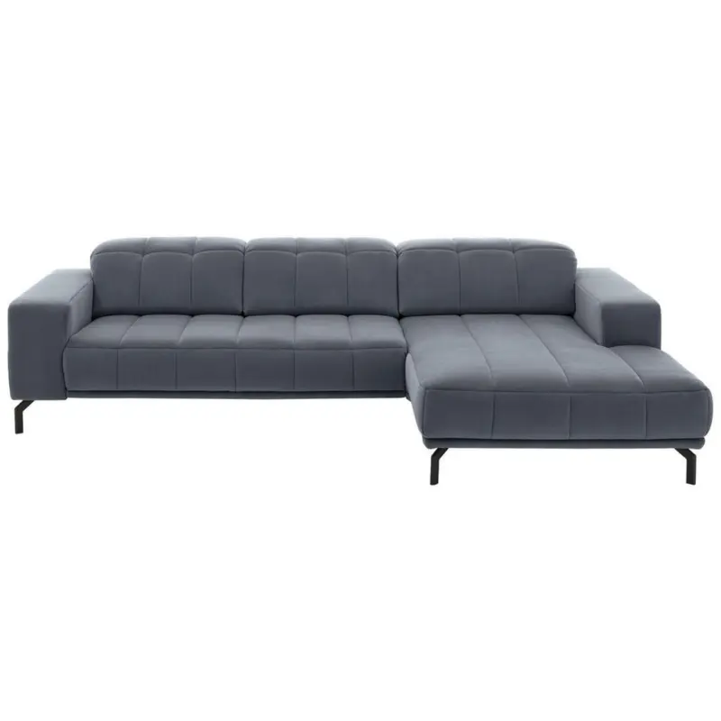 Ecksofa in Velours Blaugrau 293/195 cm