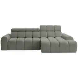 Ecksofa in Chenille Grau 290/152 cm
