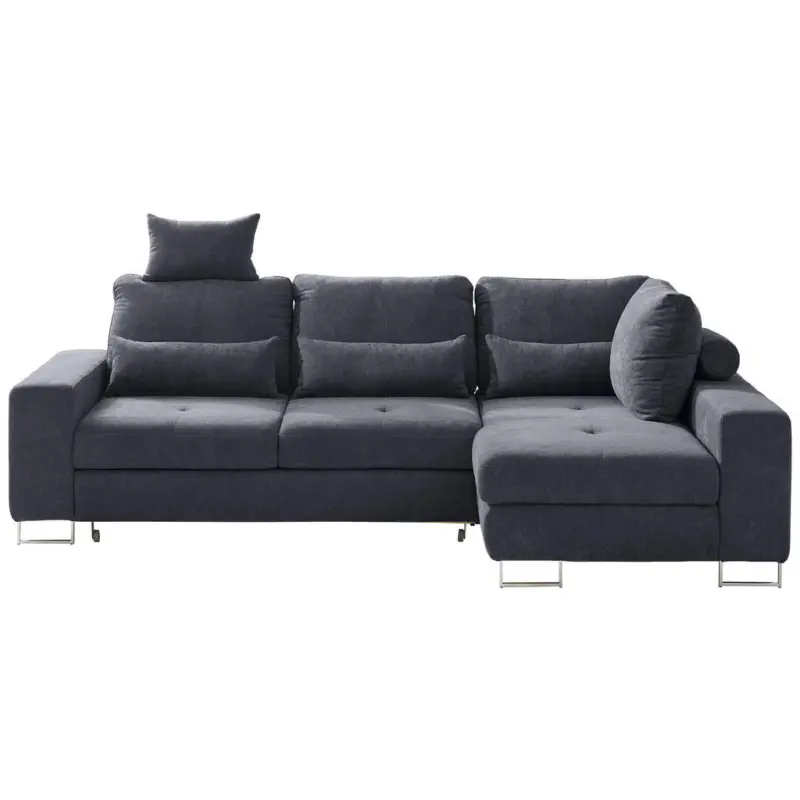 Ecksofa in Flachgewebe Schwarz 260/188 cm