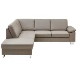 Ecksofa in Echtleder Hellgrau 235/248 cm