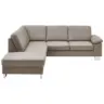 Ecksofa 235/248 cm in Echtleder Hellgrau 235/248 cm
