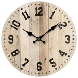 Wanduhr Naturfarben, Schwarz