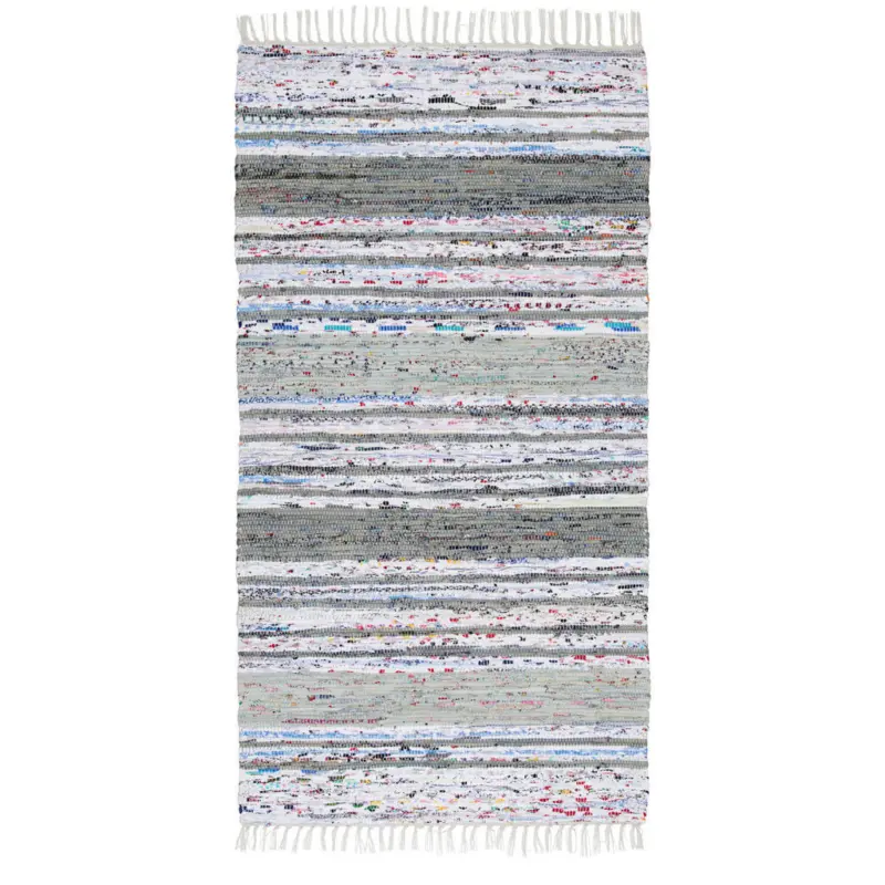 Fleckerlteppich 80/150 cm Grau, Wei&szlig;