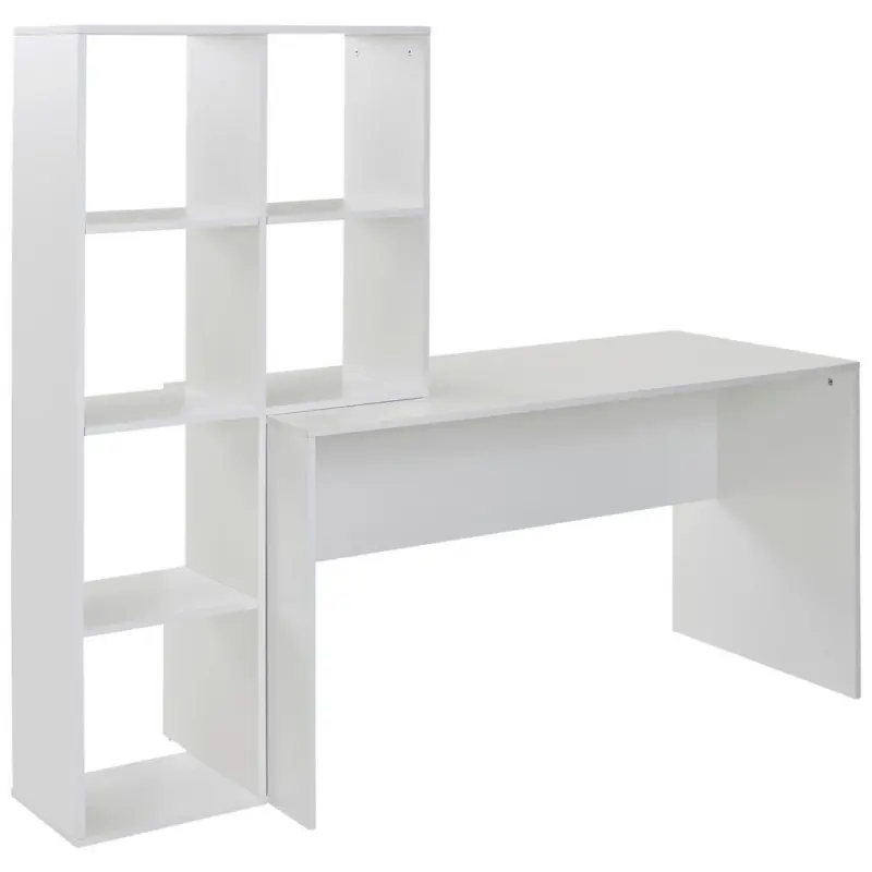 Jugendschreibtisch 170/59/143,5 cm Wei&szlig; Stauraum, seitenverkehrt montierbar