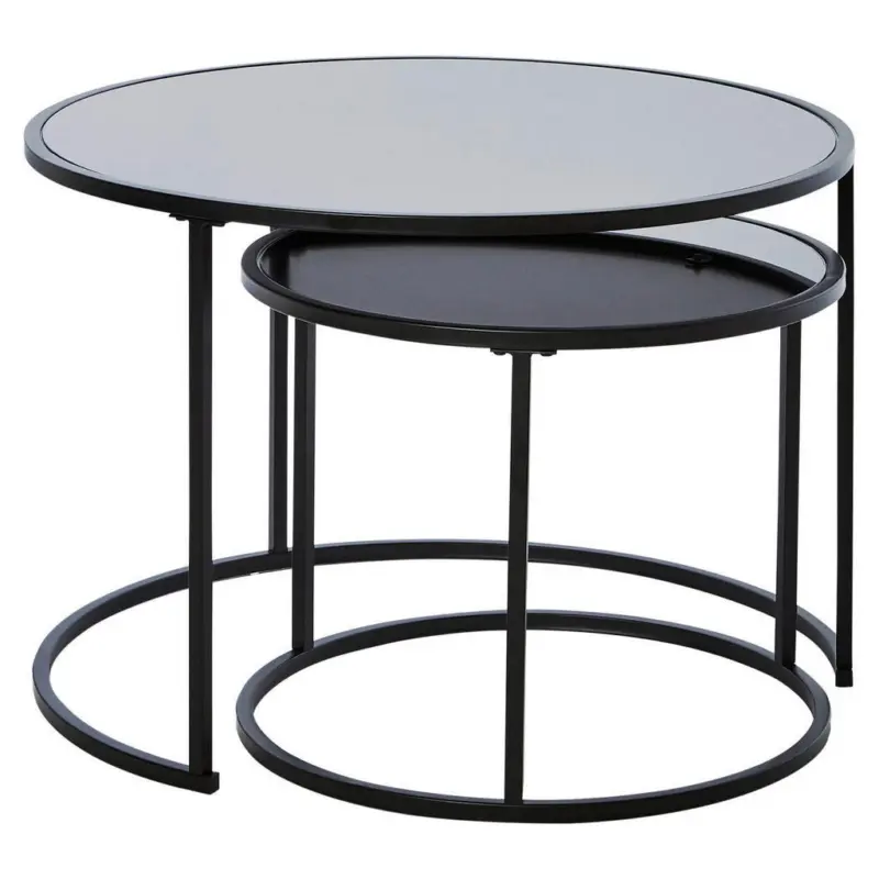 Satztisch in Metall, Glas 73,4/73,4/50 cm