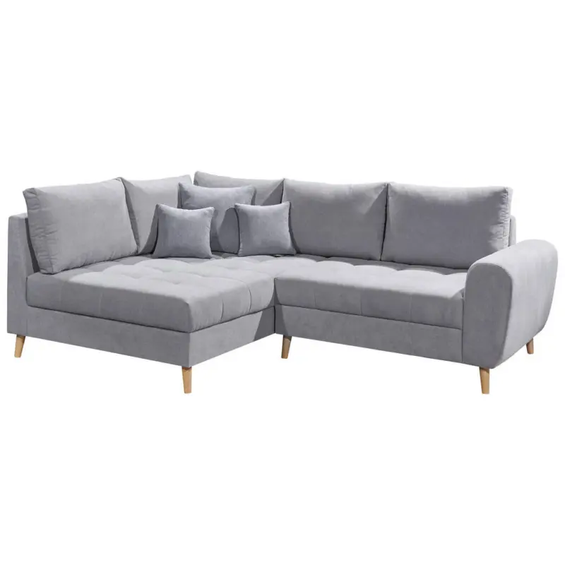 Ecksofa in Mikrovelours Hellgrau 175/249 cm