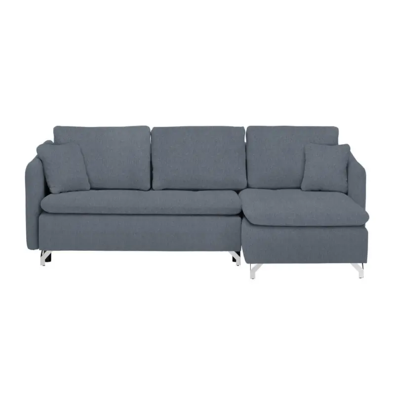 Ecksofa in Struktur Blau 223/146 cm