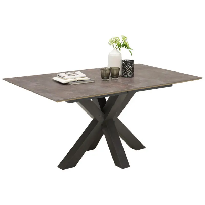 Esstisch 160-210/90/78 cm Nachbildung Holzwerkstoff ausziehbar, in verschiedenen Holzdekoren erh&auml;ltlich rechteckig Grau, Schwarz
