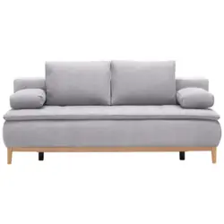 Boxspringsofa in Webstoff Hellgrau Skandinavisch