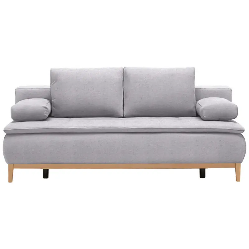 Boxspringsofa in Webstoff Hellgrau Skandinavisch
