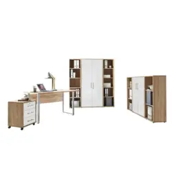 B&uuml;ro Office Edition Eiche Dekor/Wei&szlig; Hochglanz