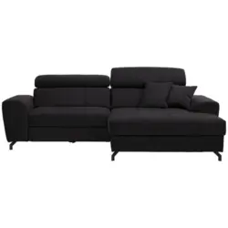Ecksofa in Velours Graphitfarben 267/181 cm