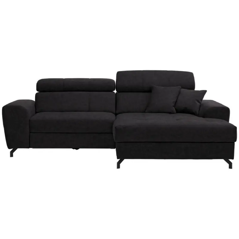 Ecksofa in Velours Graphitfarben 267/181 cm