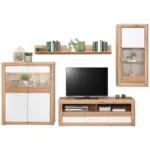 M&ouml;belix Wohnkombination 4--Teilig. mit LED Kashmir New, Eiche Dekor/Wei&szlig;