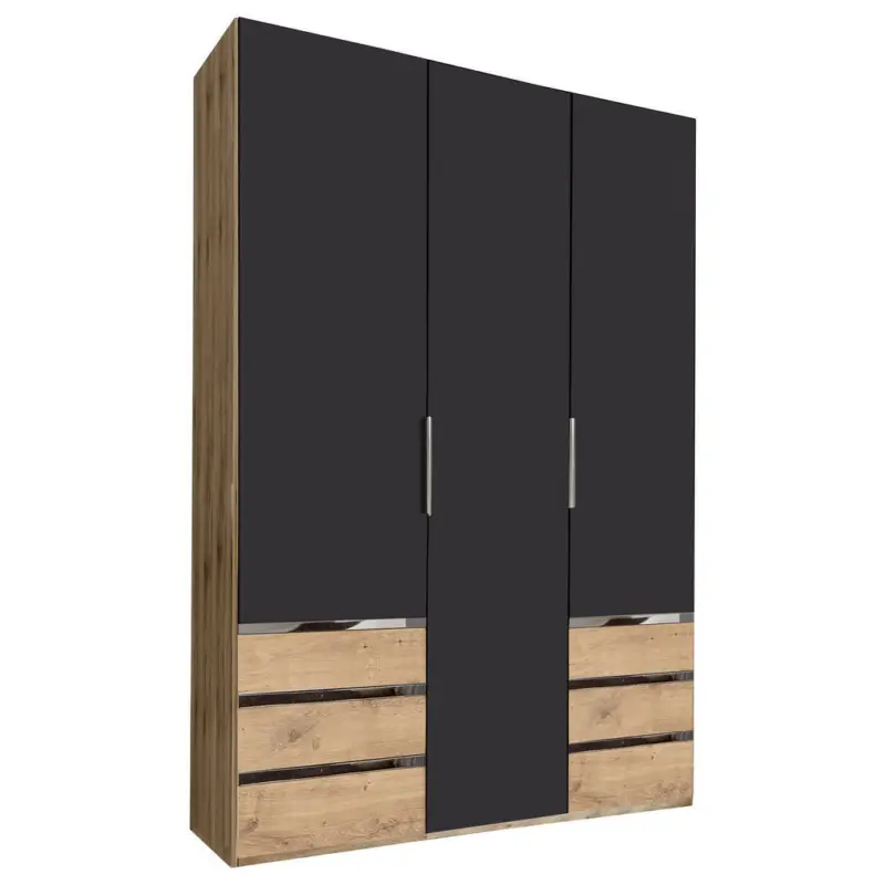 Dreht&uuml;renschrank in Eichefarben, Graphitfarben
