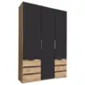 Dreht&uuml;renschrank in Graphitfarben, Eichefarben