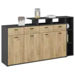 M&ouml;belix Kommode mit Aufsatz B 190cm Tom, Eiche Dekor/Anthrazit