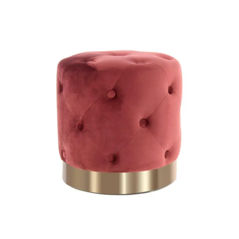 Hocker in Textil, Holzwerkstoff Goldfarben, Bordeaux