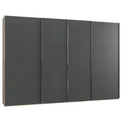 Schwebet&uuml;renschrank in Graphitfarben, Eichefarben