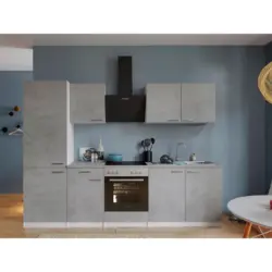 Einbauk&uuml;che K&uuml;chenblock M&ouml;belix Malia B: 270 cm Grau, mit Ger&auml;te