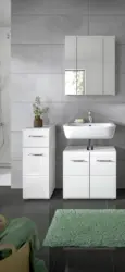 Badezimmer-Set ICE 3-teilig, Wei&szlig; Hochglanz