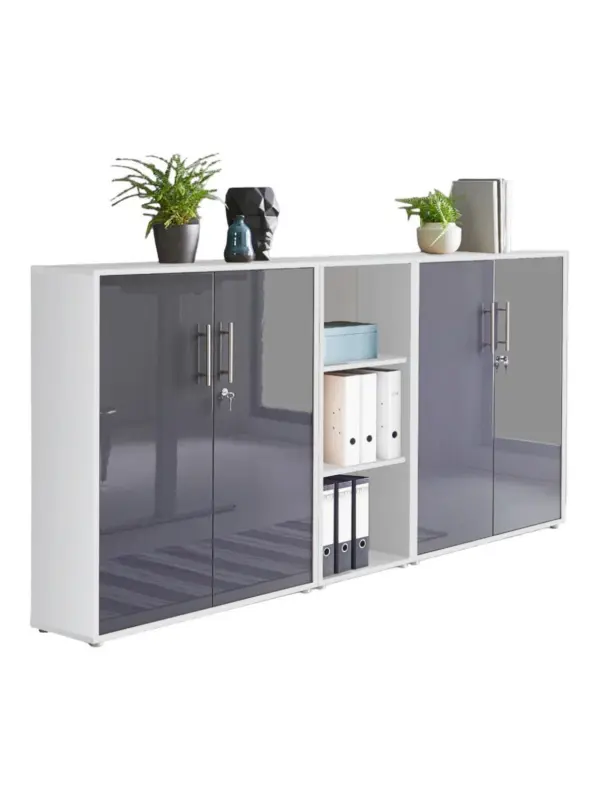 Aktenschrank Office Edition Sw Set 8 Wei&szlig;/Anthrazit
