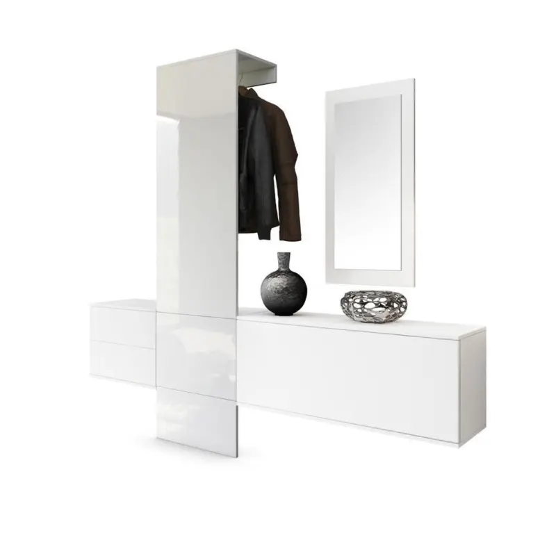 Garderobe Carlton Paneel in Wei&szlig; Hochglanz