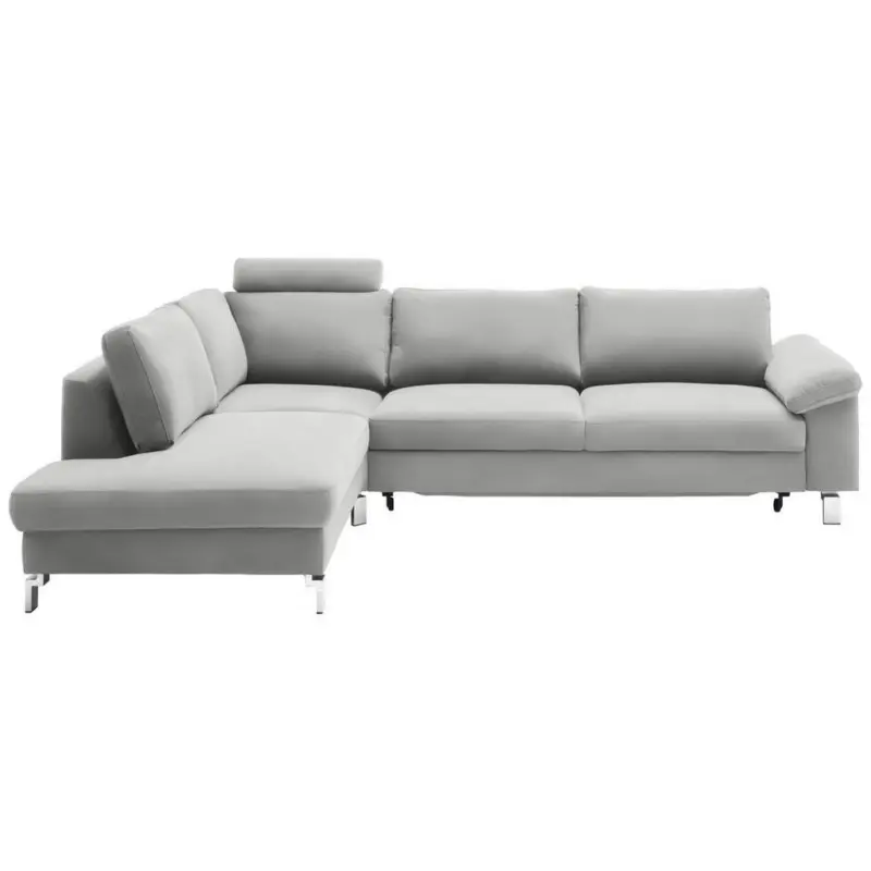 Ecksofa in Echtleder Hellgrau 200/281 cm