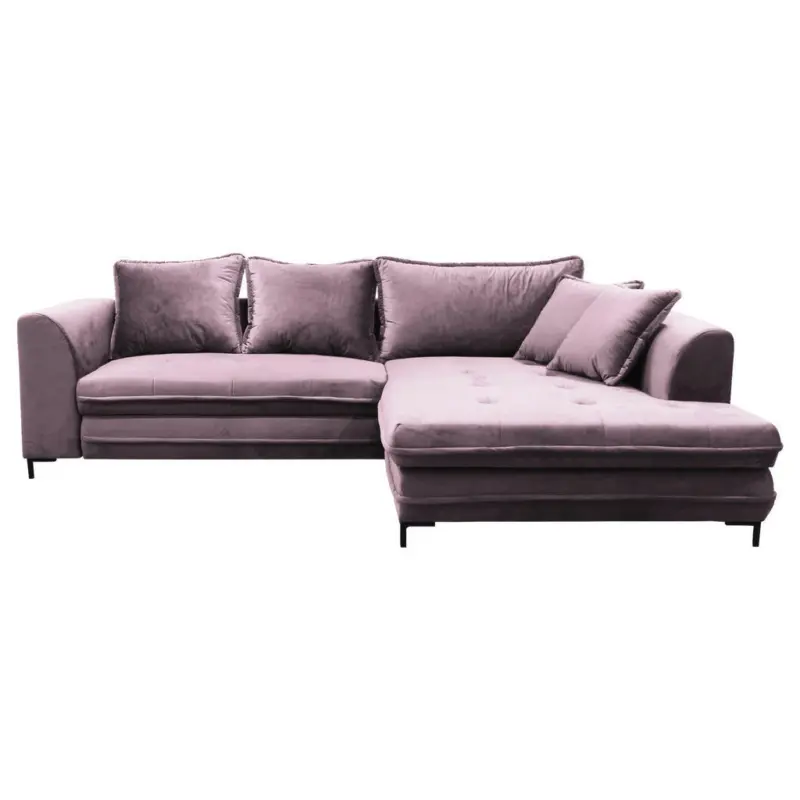 Ecksofa in Velours Beere 277/187 cm