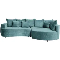 Ecksofa in Chenille T&uuml;rkis 307/194 cm