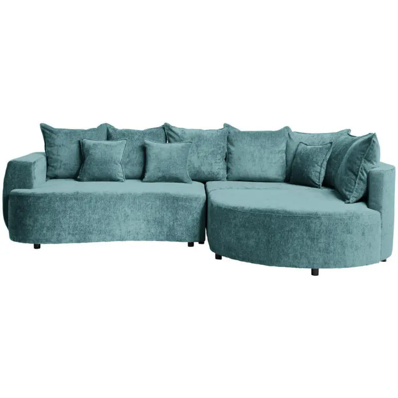 Ecksofa in Chenille T&uuml;rkis 307/194 cm