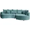 Ecksofa 307/194 cm in Chenille T&uuml;rkis Zierkissen, R&uuml;ckenkissen, Bettkasten, Schlaffunktion, R&uuml;cken echt 307/194 cm