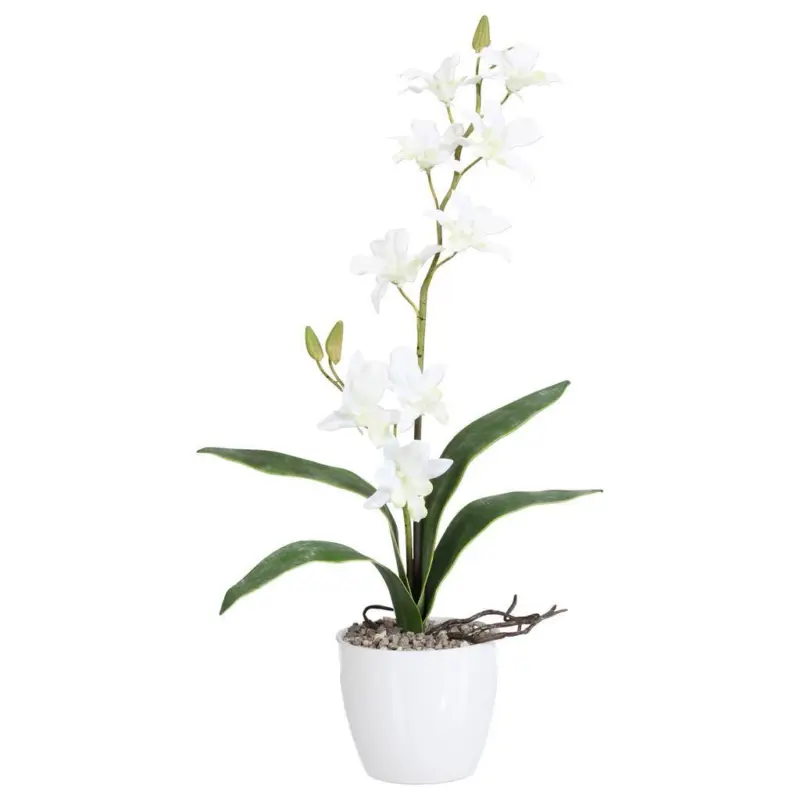 Kunstpflanze Orchideen Wei&szlig;, Topf: Wei&szlig;, H: 60 cm