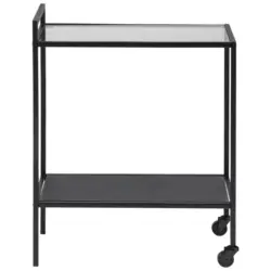 Servierwagen Metall/Glas Seaford Schwarz mit 2 Laden