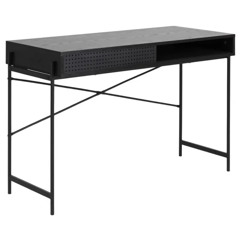 Schreibtisch mit Schiebet&uuml;r B:110cm H:50cm Angus Schwarz