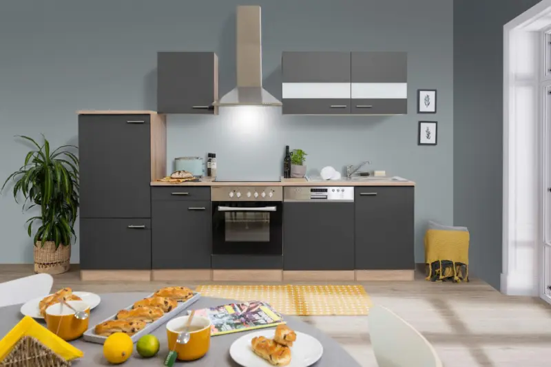 K&uuml;chenleerblock LBKB280ESG Grau/Eiche ca. 280 cm