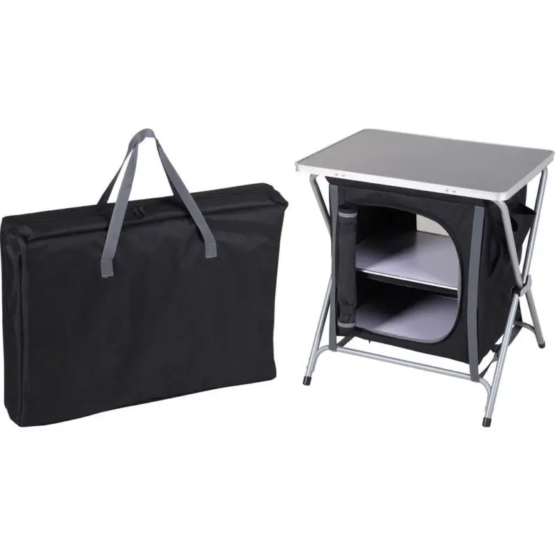 Campingtisch Klappbar 60x64 cm mit Ablagef&auml;cher + Tragetasche