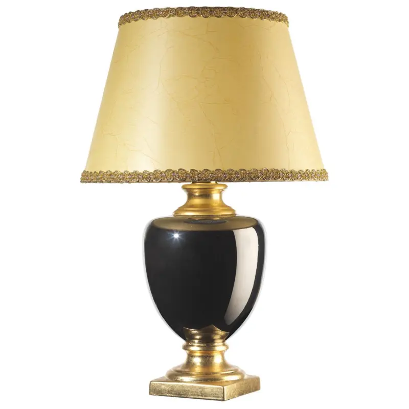 Tischleuchte Mozart Schwarz/Gold/Braun max. 22 W