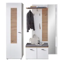 Garderobe Fresno Eiche Artisan/Wei&szlig; B: 187 cm
