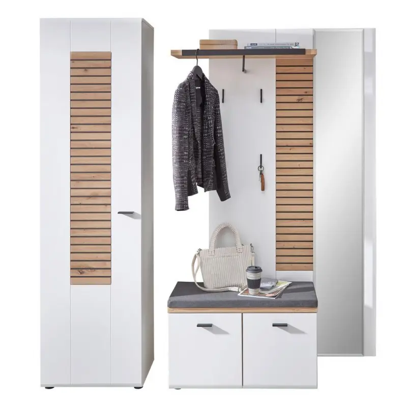 Garderobe Fresno Eiche Artisan/Wei&szlig; B: 187 cm