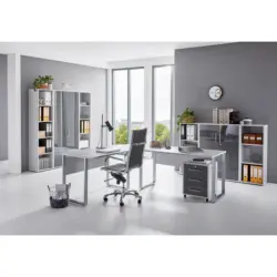 B&uuml;ro Office Edition Grau/Anthrazit Hochglanz