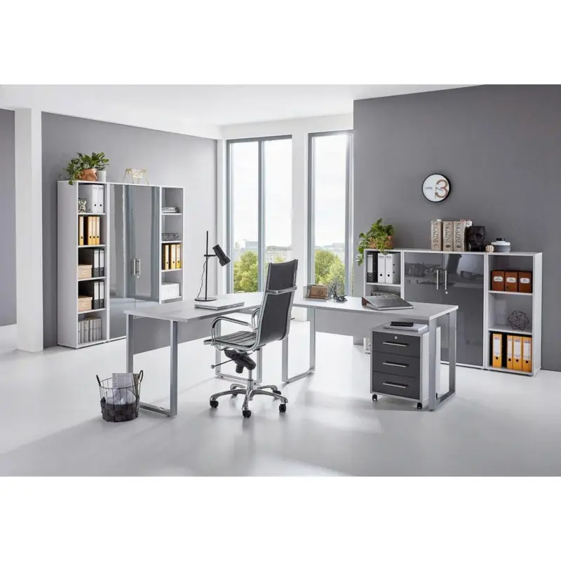 B&uuml;ro Office Edition Grau/Anthrazit Hochglanz