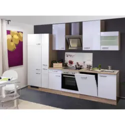 Einbauk&uuml;che K&uuml;chenblock M&ouml;belix Valero Sonoma Eiche/Wei&szlig; B: 310 cm