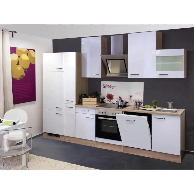 Einbauk&uuml;che K&uuml;chenblock M&ouml;belix Valero Sonoma Eiche/Wei&szlig; B: 310 cm