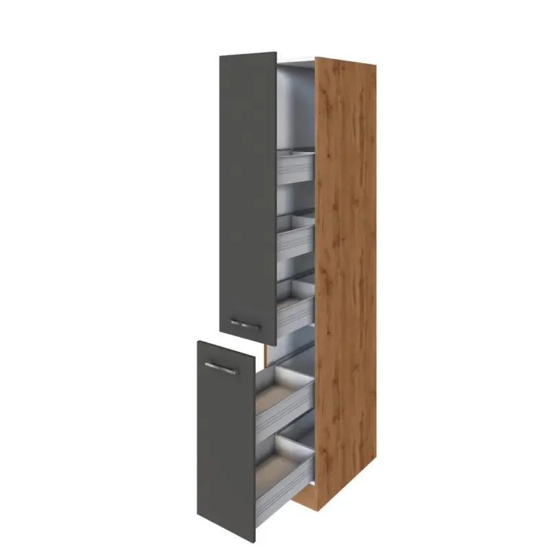 Apothekerschrank B: 30 cm Anthrazit 2 Ausz&uuml;ge