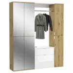 M&ouml;belix Gardeobe Projekt X 3-Teilig Wei&szlig;/Eiche Artisan B: 152 cm