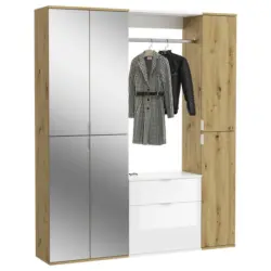 Gardeobe Projekt X 3-Teilig Wei&szlig;/Eiche Artisan B: 152 cm