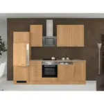 M&ouml;belix K&uuml;chenzeile Nano m. Ger&auml;ten 280 cm Buche/Creme Dekor