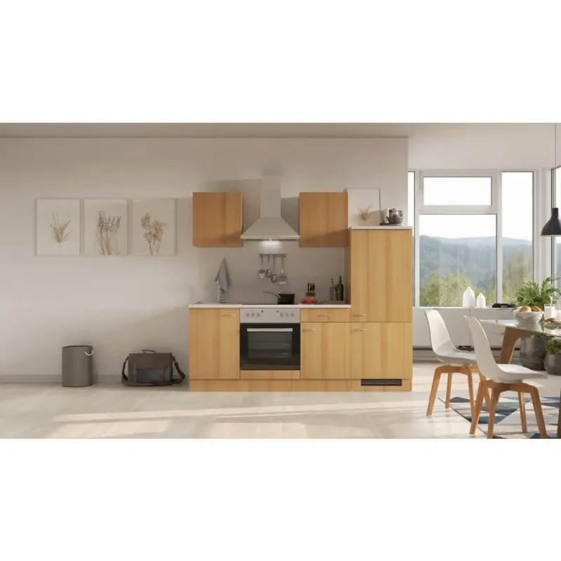 Einbauk&uuml;che K&uuml;chenblock M&ouml;belix Nano Buchefarben/Beige B: 220 cm